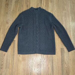 Express Men’s Gray Cable Knit Full Zip Sweater High Neck Size XL